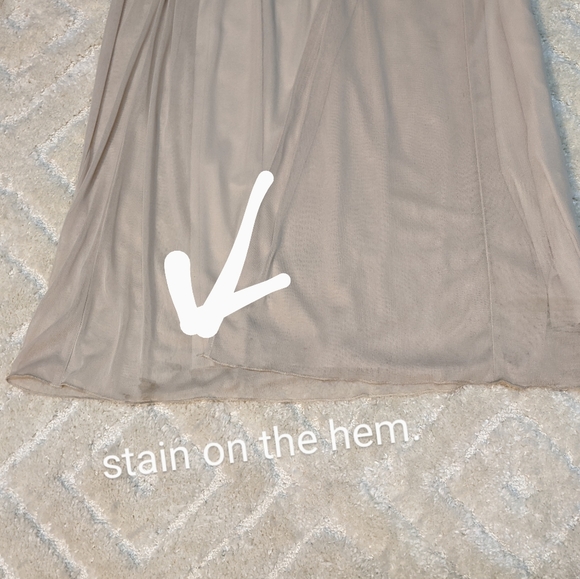 City Triangle Beige Shoulder Strapped Gown w/ Pleated Chest & Side Slit, 7 - Picture 11 of 12